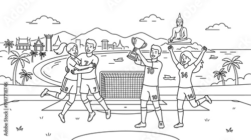 Soccer Team Celebrates Victory in Thailand