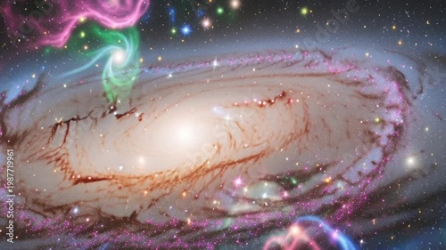 Vibrant Galaxy with Colorful Nebulae Stars.