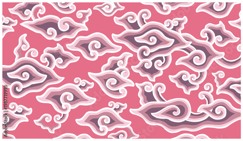 Illustration of mega mendung batik with pink background