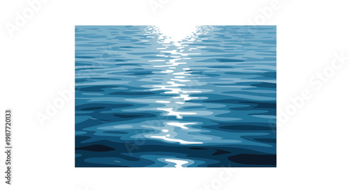 Stylized blue ocean water ripples with bright sunlight reflection