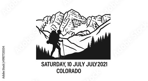 Colorado Mountain Hiking Adventure Vector Illustration