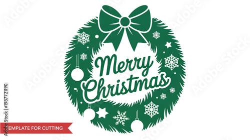 Elegant holiday wreath adorned with evergreen leaves and red berries Vector