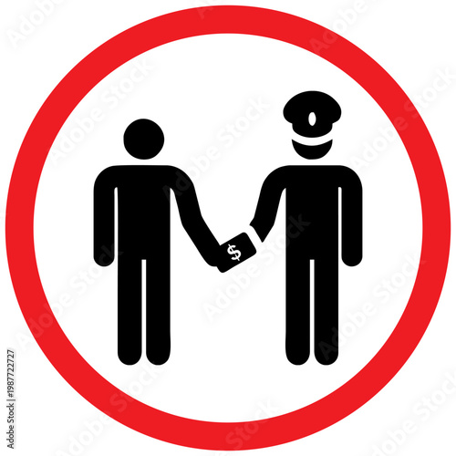 No Bribery Sign – Corruption Prohibited Symbol, Anti-Corruption Warning Vector