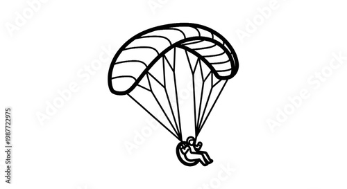 Paraglider Flying Vector Illustration Minimalist Line Art Icon