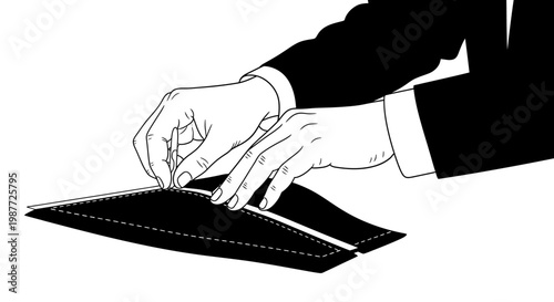 Artisan hands sewing leather detail vector illustration