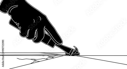 Gloved Hand Applying Sealant to Floor Crack Illustration