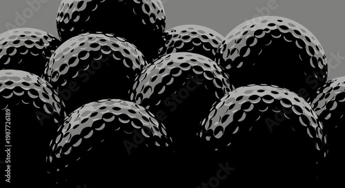 Monochrome High Contrast Golf Ball Vector Illustration