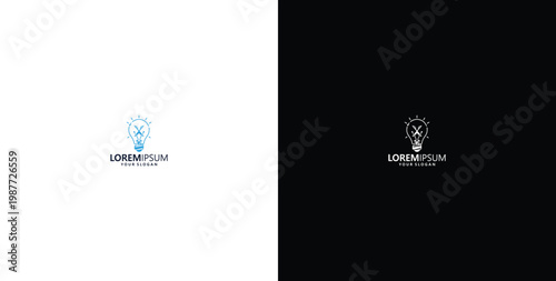 smart bulb technology logo design, bulb logo design initial X creative bulb logo ideas