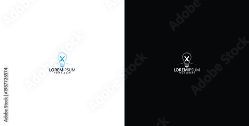 smart bulb technology logo design, bulb logo design initial X creative bulb logo ideas