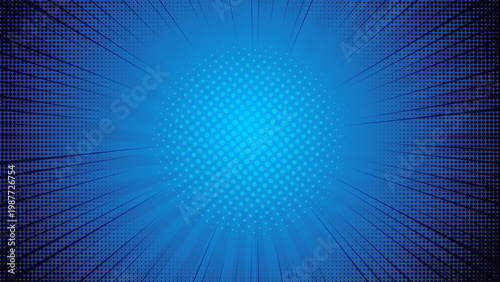 Dark blue comic book style panel. Blue comic pop art comic background.