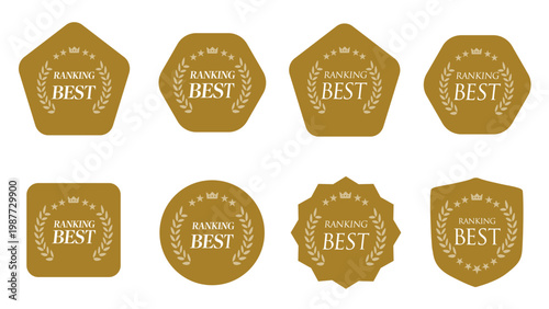 高級感のあるランキングBESTバッジフレームセット｜金・銅・月桂樹・星・受賞・評価アイコン（Premium ranking best badge frame set）：メダルセットC_11_BEST