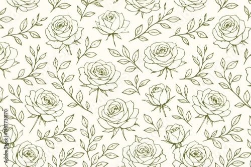 A delicate vector illustration background pattern featuring numerous flowers in soft colors, creating a seamless floral design with calm, airy, and soothing aesthetics.