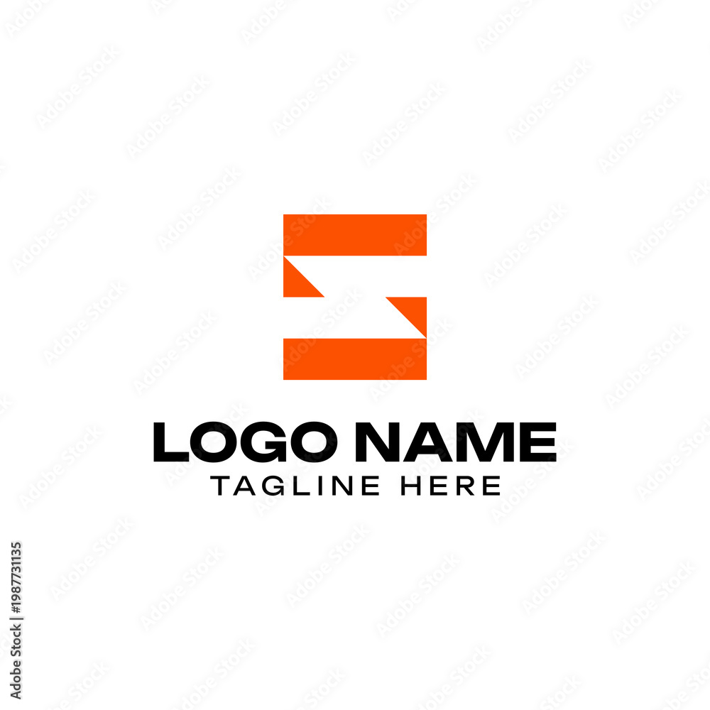 Obraz premium Minimalist Geometric Letter S Orange Logo Template