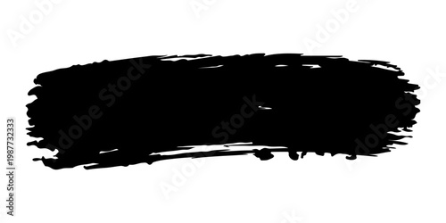 distressed black ink brush smear with organic streaks, dry brush textures, and rough edges, abstract grunge style, high contrast, realistic paint detail, transparent background.