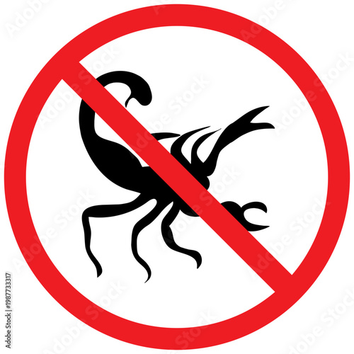 No Scorpions Sign Icon, Dangerous Animal Prohibited Symbol, Warning Vector