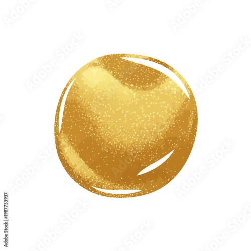 Golden glitter circle swatch or metallic paint drop on white