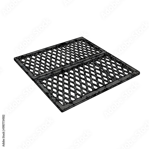 Grill Grate Illustration with Textured Metal Finish