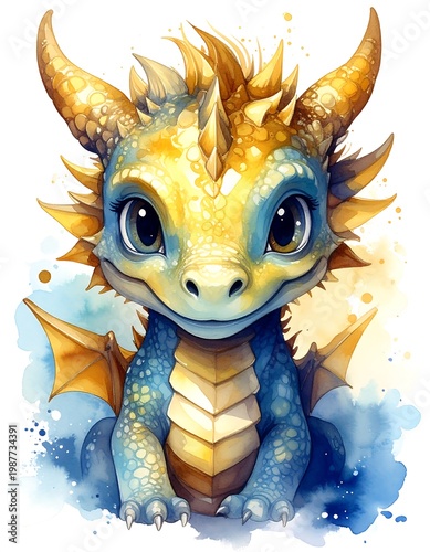Cute fantasy dragon creature portrait.