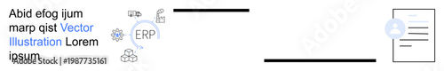 Business process, data management, cloud storage, ERP software, digital transformation, workflow optimization. Visual of ERP system with cloud and document icons. Business process and data management