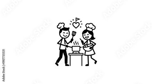 Couple Cooking Together in the Kitchen
