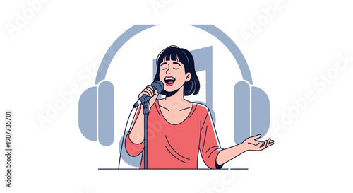Woman singing into a microphone.