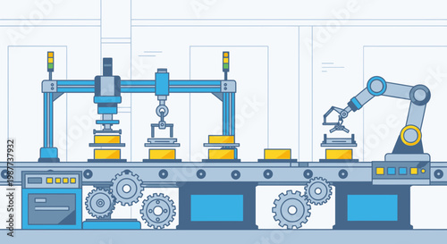 Industrial robotic arms in factory production 1.
