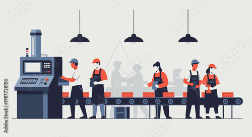 Workers on a factory production line.