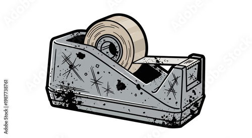 Distressed tape dispenser with adhesive tape