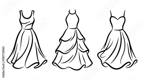 Elegant Line Art Dresses for Various Occasions