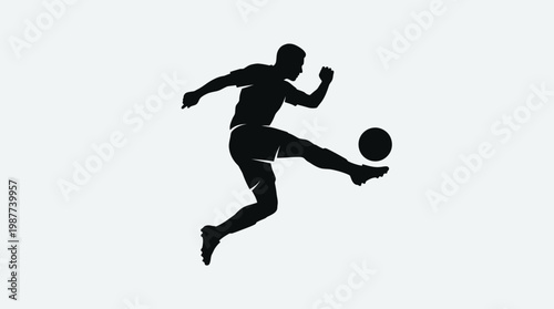 Dynamic Soccer Silhouette Capturing the energy and passion of soccer, this silhouette showcases a player mid-kick, ball soaring through the air, embodying action and athleticism.