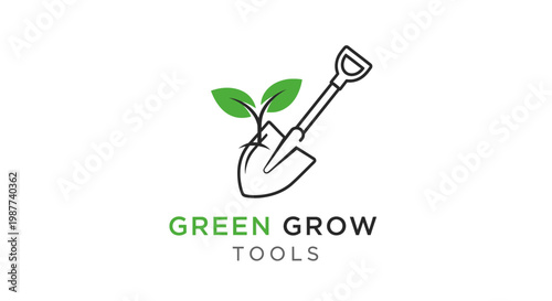 Green Grow Tools Logo Design 1.