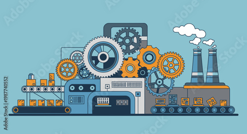 Industrial factory with machinery gears.