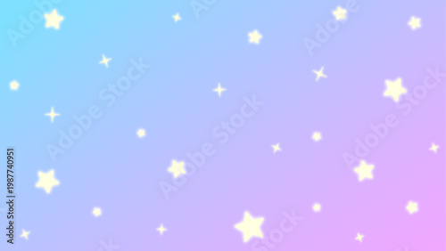 ゆめかわいい/ブルーと紫のグラデーションにかわいい星を散りばめた16:9背景