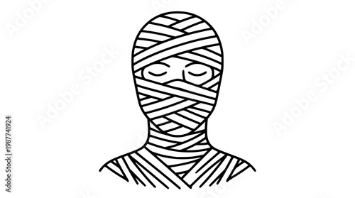 Vector illustration of a mummy's face and upper body