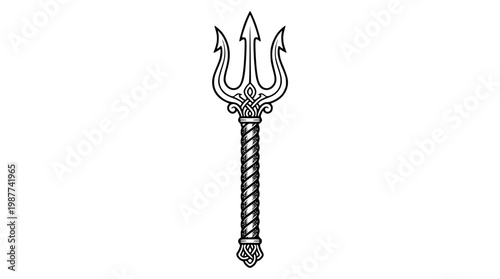 Vector graphic illustration of a decorative trident weapon design