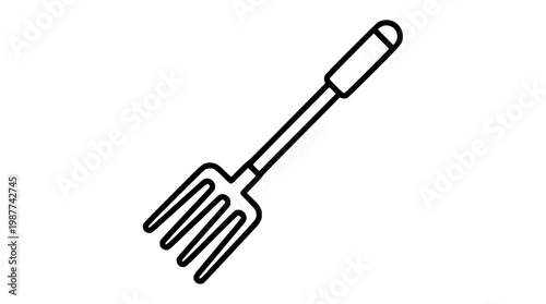 Simple line drawing of a garden fork tool