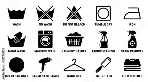 Laundry care symbols and their meanings illustrated