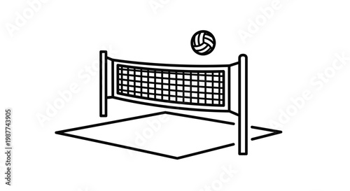 Volleyball Net with Flying Ball.