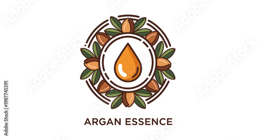 Pure Argan Oil Quality Seal Emblem Vector Design