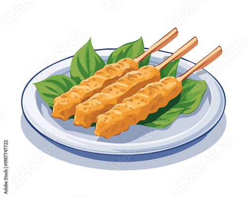 Foto Delicious plate of grilled skewers served with fresh sauce and herbs for a tasty