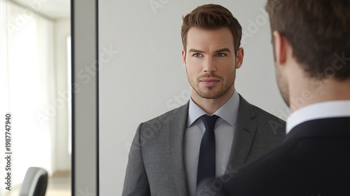 Businessman in suit conducting job interview