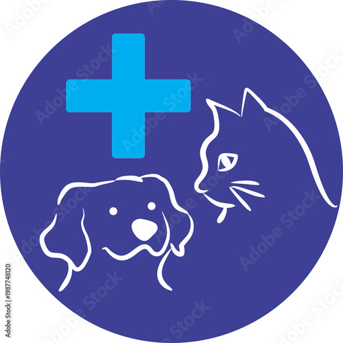 Pet clinic logo design dog and cat icon