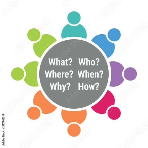 Diverse group of people asking questions together