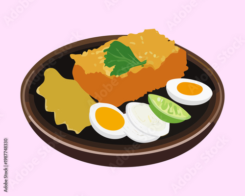 Φωτογραφία Traditional plate of rice with fresh side dishes for a hearty and healthy daily