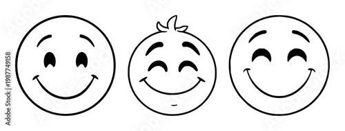 Emoji set with diverse facial expressions and yellow round shapes featuring happiness, sadness, anger with surprise and humor