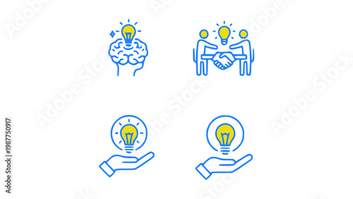 Icons representing creativity, thinking, and idea generation concepts.
