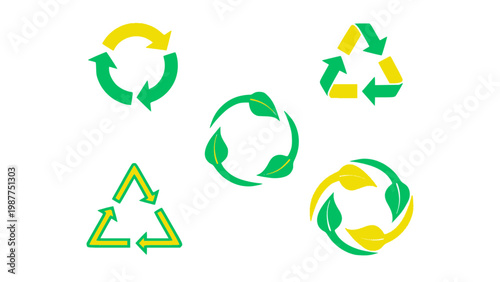 Eco-friendly icons with recycle symbols and sustainability concepts.