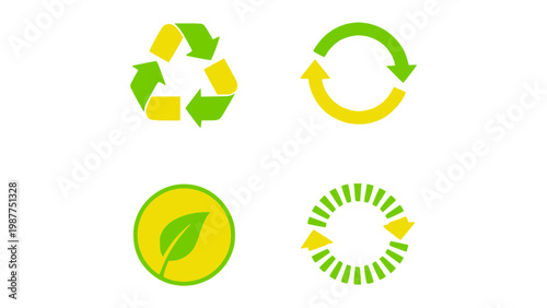 Various recycle icons representing eco and environmental care.