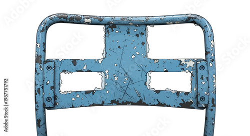 Rustic Blue Metal Headboard with Peeling Paint