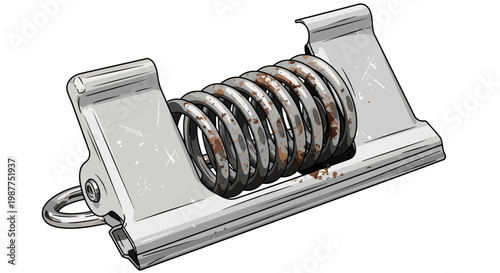 Rusty metal spring mechanism, industrial part, mechanical component